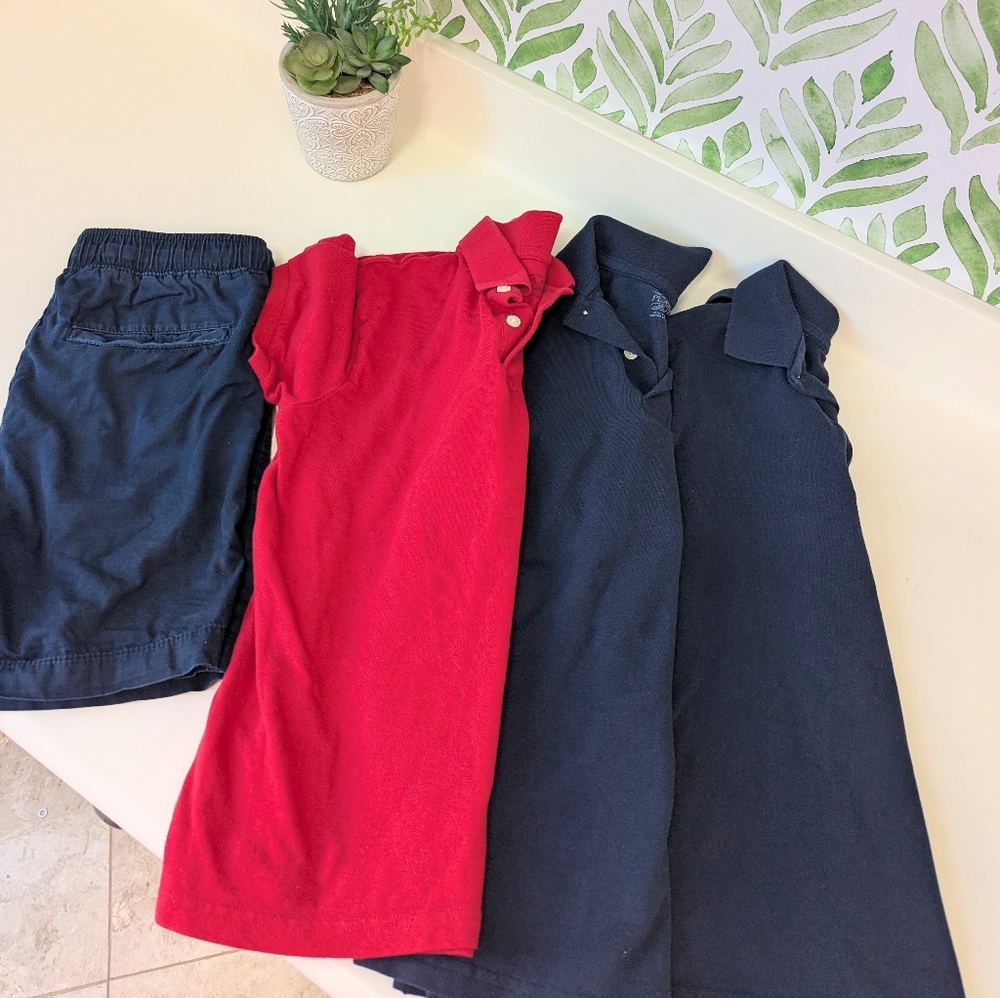 ⭐Uniform Set Red Polo, Blue Polos, Blue Shorts Large 10/12⭐